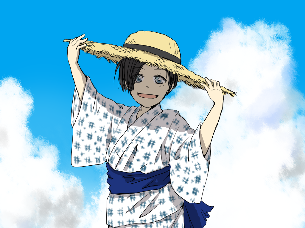 nakazat's tweet photo. 初めはささやま（小）で考えてたんだけど、だんだん切なくなってきたのでTLのスナイパーに頼りました。こういう小さい直江津がいきなり2017年の北陸兄のところへやってくる夏映画みたいな話は夏コミで買えませんかね？
#青鉄夏の浴衣祭り https://t.co/lSmAhcFoKy