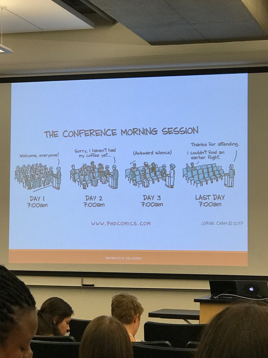 momsenlab's tweet photo. Day 3 humor in the Professional Development  Beyond Grad School session! Join us in Room 220! #SABER2017 @PHDcomics https://t.co/KU48sMog7A