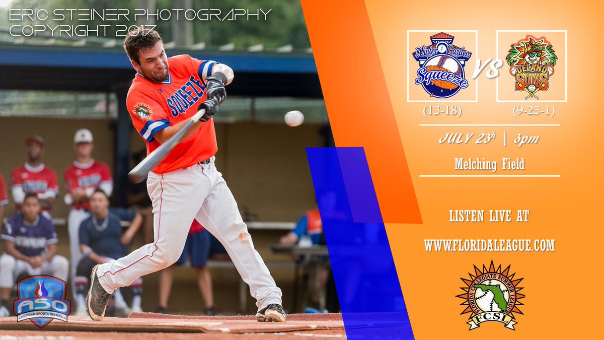 WGsqueeze's tweet photo. Due to yesterday's rainouts, today the boys have a Sunday afternoon doubleheader in DeLand, first pitch at 3 pm!! #GoSqueeze #SqueezeSquad 🍊 https://t.co/EuluFDSjPY