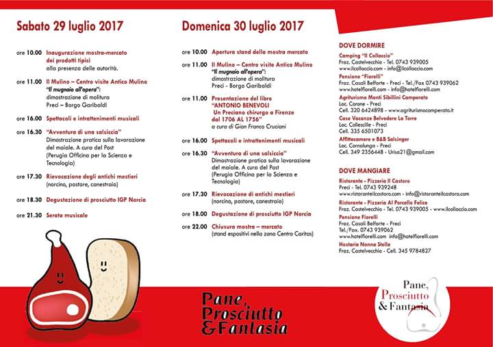 Il prossimo weekend a #Preci vi aspetta PANE,PROSCIUTTO E FANTASIA! #Precioltreilsisma #PaneProsciuttoEFantasia #29luglio #30luglio #weekend