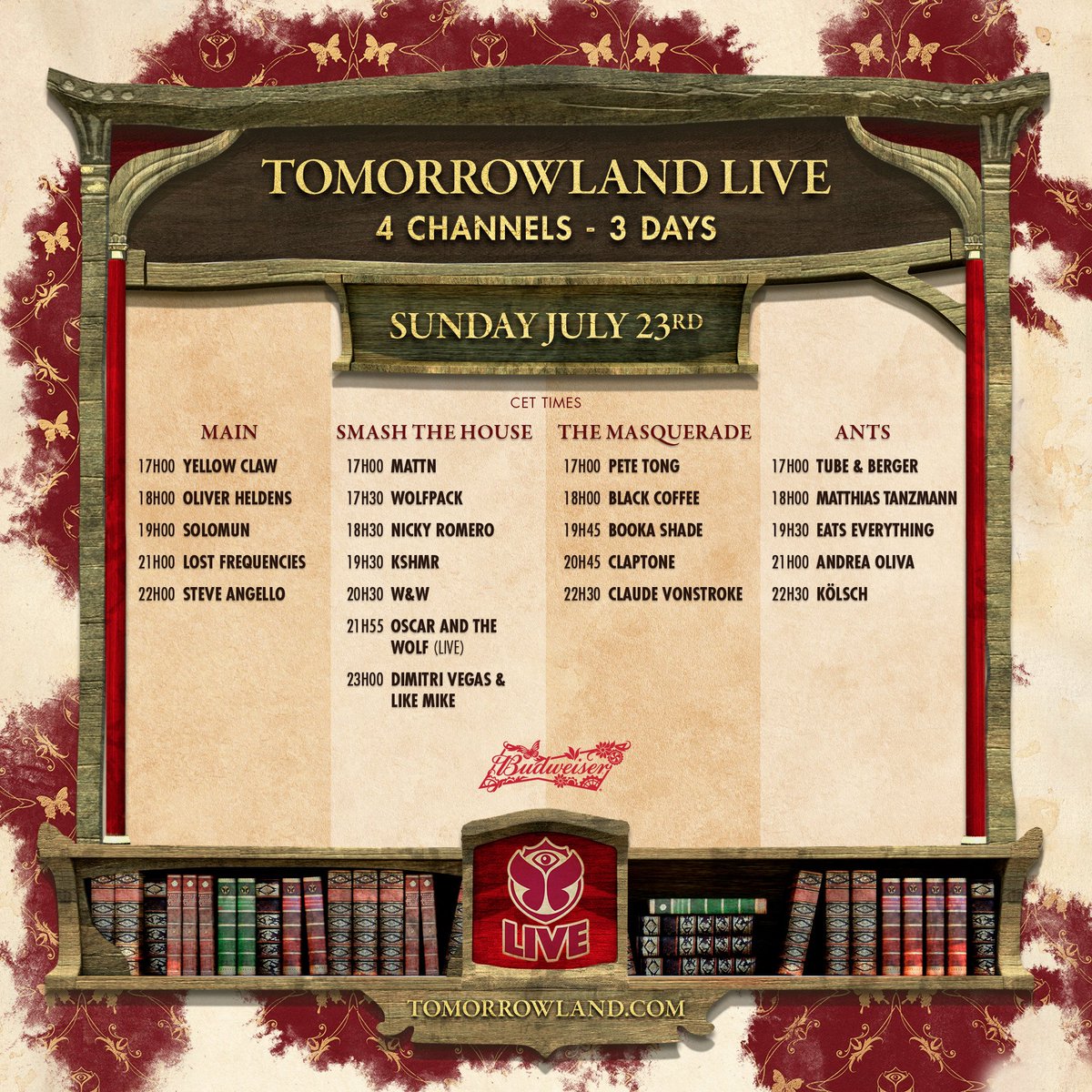 VirezFM's tweet photo. Este es el Line-Up para el tercer día de #Tomorrowland 

🗓️ Domingo, 23 de julio de 2017 🗓️ https://t.co/CioVr2FQ1e