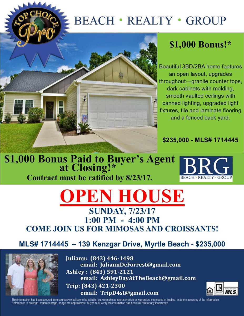 DEFORRESTTeam's tweet photo. 🌴OPEN HOUSE TODAY🌴 1-4pm 139 KENZGAR DR MYRTLE BEACH SC 29588! #openhouse #realestate #myrtlebeach #thedeforrestteam #beachrealtygroup https://t.co/b6g5jauFAA