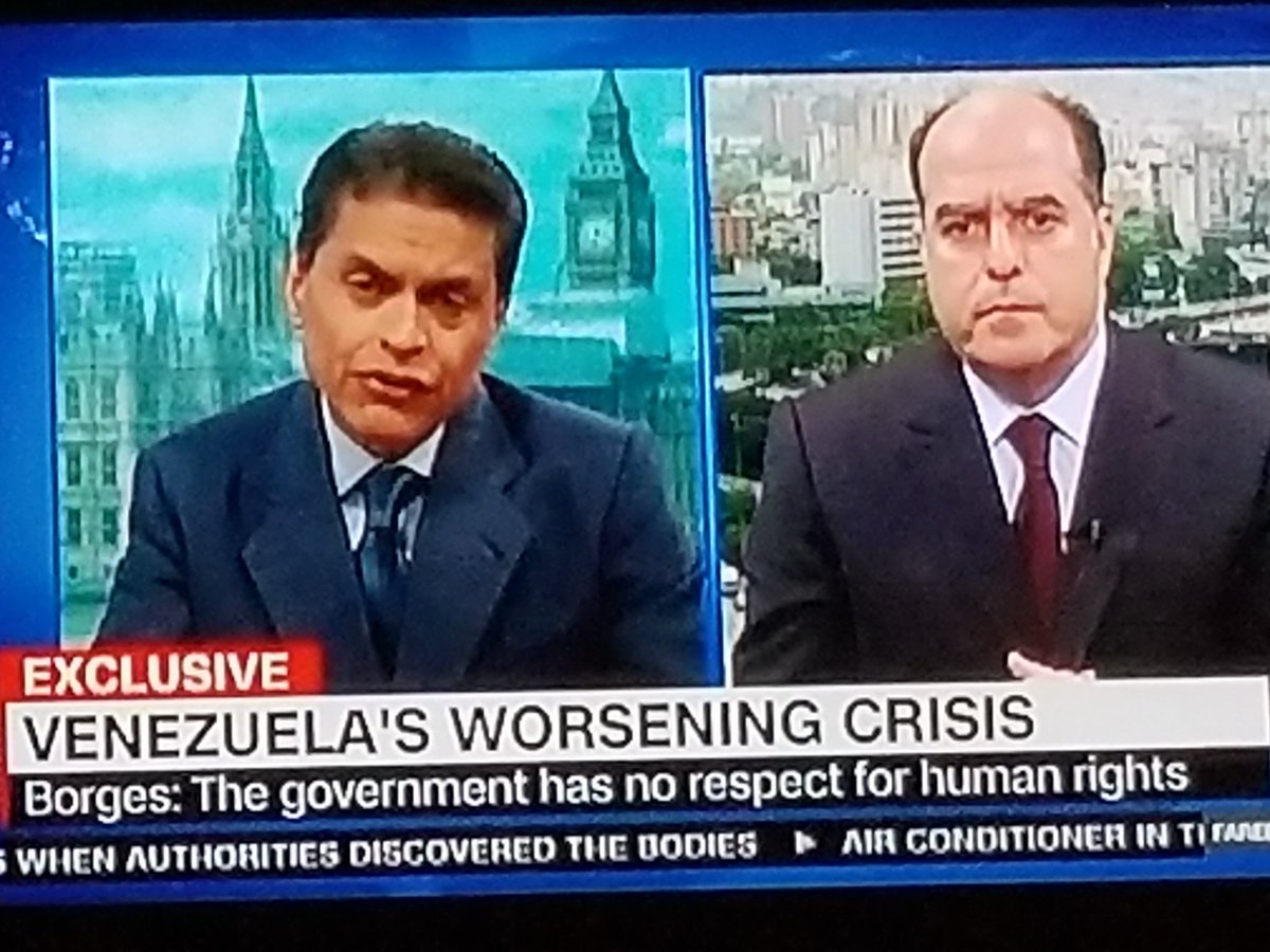 franacfra's tweet photo. Borges hoy 23/7 en CNN declarando que lo que reclama la oposición es negociar con Maduro para que respete la ley e ir a elecciones https://t.co/ddNt9gCCOC