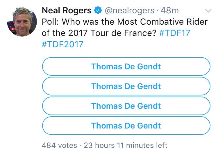 TourTracker's tweet photo. More support for @DeGendtThomas #MostCombative https://t.co/wSoSYW2LK5
