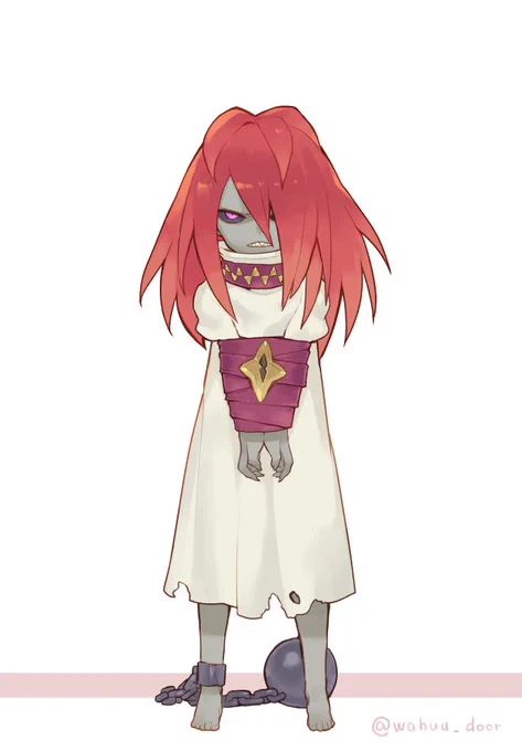 幼少期のカイン
拘束・魔人化はもっと大きくなってからだと思いますが、拘束をやめると誰かわからなくなりそうだったので元のイメージを優先しました。 