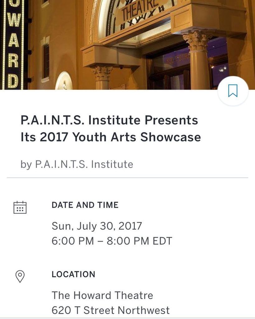 PAINTSInstitute's tweet photo. Only a week left to buy tickets for the Youth Arts Showcase @howardtheatre! Get yours today using the link in our profile! #letspaintdc https://t.co/nN1o9u0ZgP