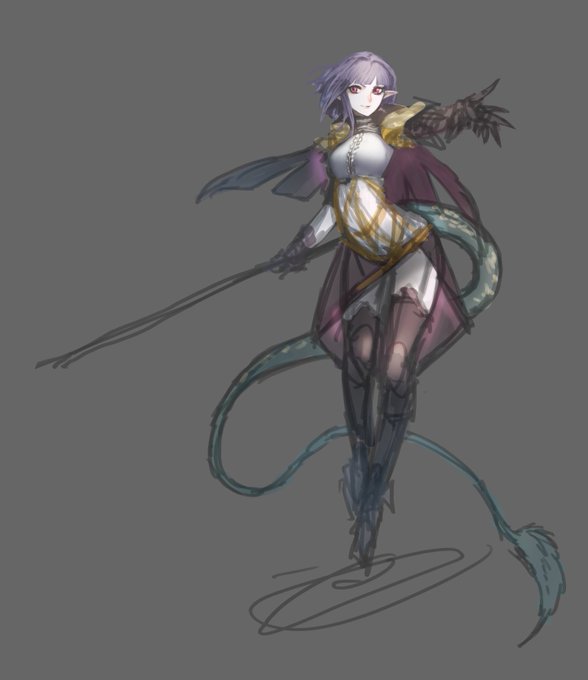 眠たい、結局起きてラフ描いてしまった
翼描き忘れた
某ファンタジー企画のあれです。 