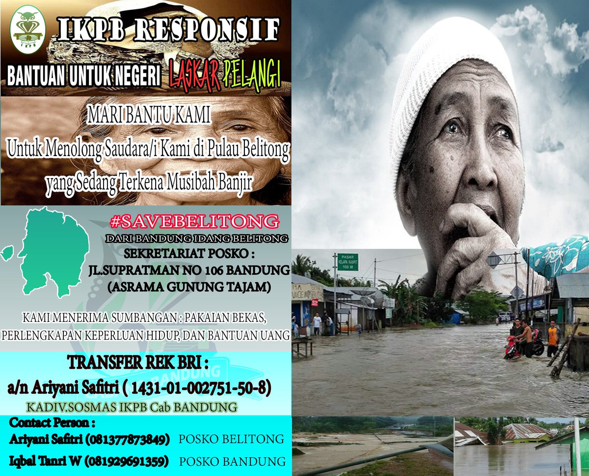 IKPB_Bdg's tweet photo. YUK PEDULI SESAMA
bantu kami untuk menolong saudara/i kami yg sedang terkena Musibah Banjir
#ikpbbandung
#ikpbmembangun https://t.co/WQRjBAG9Dp