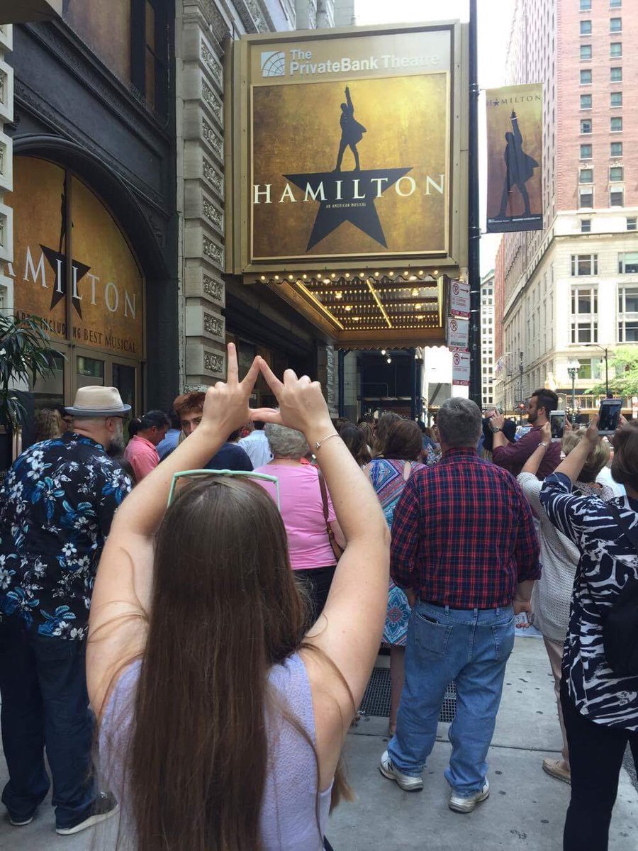 KD_Ripon's tweet photo. Sister Mackenzie Skumatz didn't throw away her shot to see Hamilton! #RiponKD #Summer17 https://t.co/nPKIkAxvan