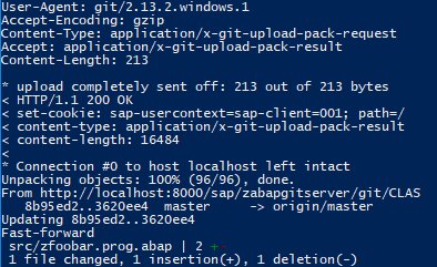 LarsHvam's tweet photo. Woha, it worked, first pull from #abapGitServer using normal git client #ABAP https://t.co/pot3ljJmjt