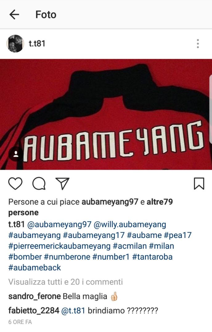 Ad Aubameyang 'piace' il Milan: altro like su Instagram - FOTO 34 DFbqtC0WsAUpudg