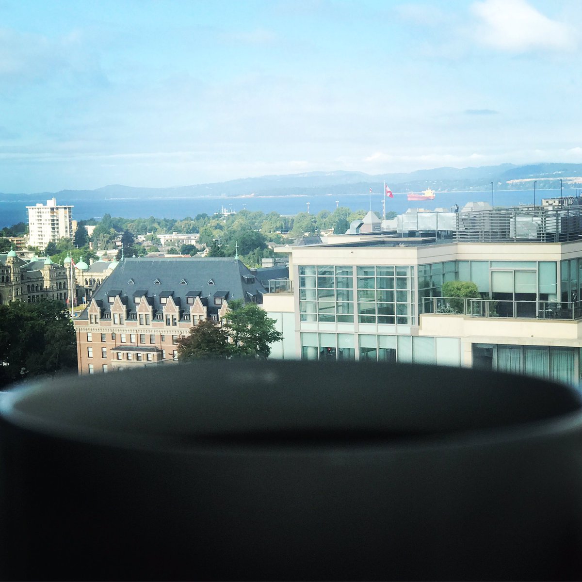 Drinking in the Sunday morning views of #yyj <a href="/ChateauVictoria/">Chateau Victoria</a> <a href="/Oughtred_Coffee/">Oughtred Coffee</a> #greatcoffee ☕️#yum