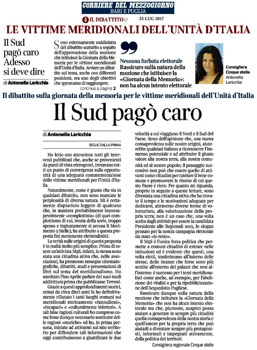 AntoLari1986's tweet photo. #M5S #Puglia Il #Sud pagò caro, adesso va detto: quando lo scopri, se non sei già un cittadino attivo, lo diventi: https://t.co/mWSK4QbSaB https://t.co/UP85QgrIuQ