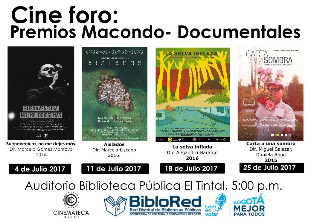 CulturaenBta's tweet photo. Este 25 de julio, asiste al cine Foro Premios Macondo, en la Biblioteca Pública El Tintal Manuel Zapata Olivella  https://t.co/QEiRlBAhGK https://t.co/wBAPCLUhhQ