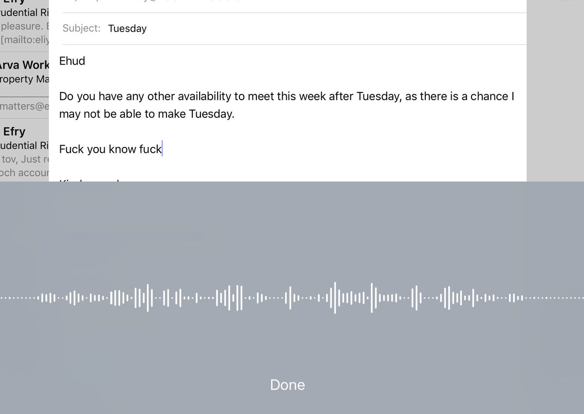 Eliyounger's tweet photo. The dangers of using #siri on #iPhone to dictate emails. I said 'please let me know' 😬 #iphonefails https://t.co/In37wqqOpI
