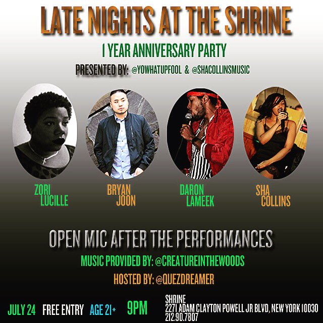 bryanjoonviews's tweet photo. Show tomorrow night at the Shrine in Harlem! Monday night 8pm see u there! #harlem #shrine #nyc #bryanjoon #kpop https://t.co/h0cq20JB2i
