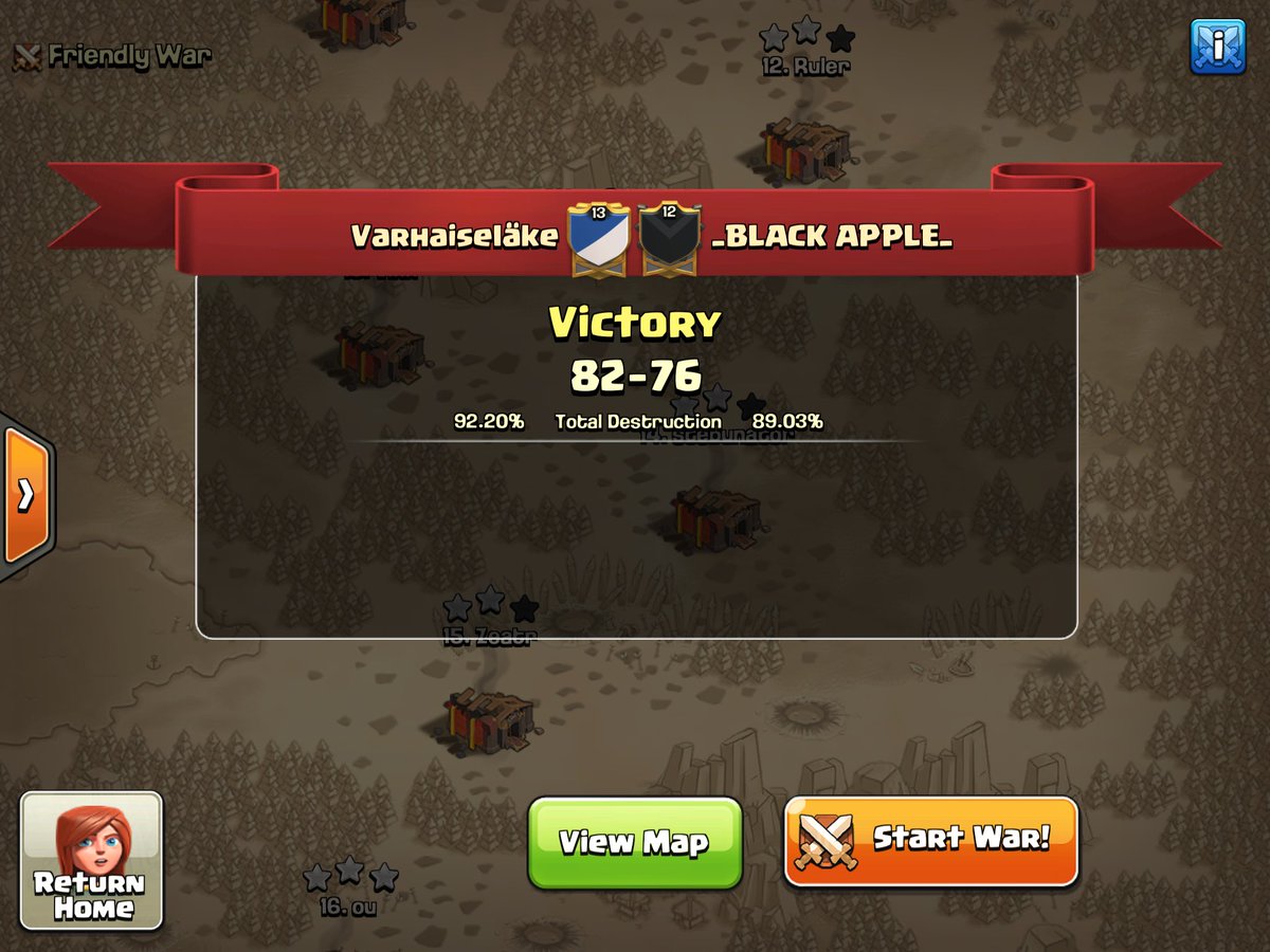 varhaiselake's tweet image. Another nice AW win in the books. Our 11s were unstopable tonight 🔥 Thanks for a war and good luck this season @BA_clashofclans 💪 BD 4/12/14
