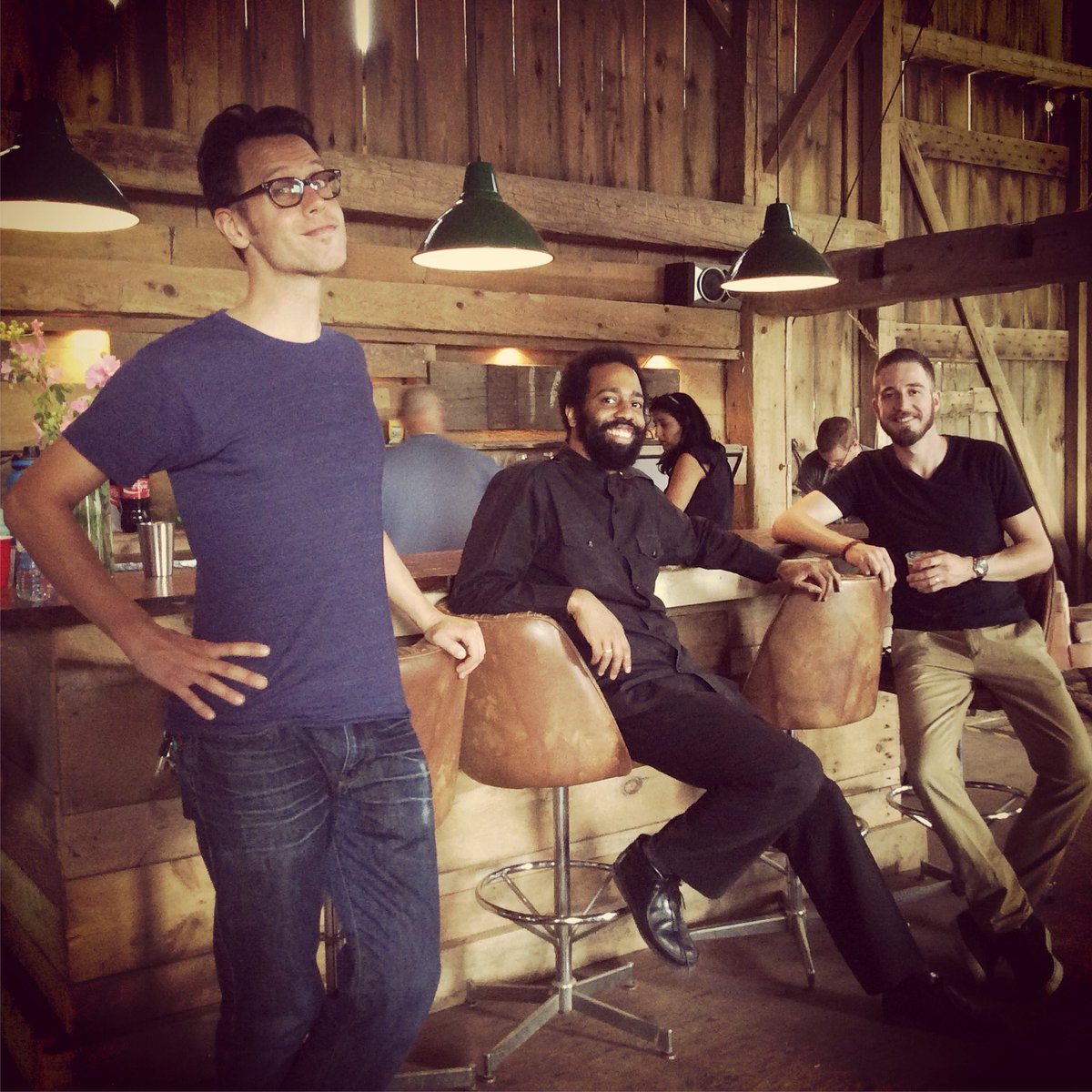 Hangin with the boys in the barn for the launch of <a href="/twoblokescider/">Two Blokes Cider</a> with @hiartery #everyspaceisastage