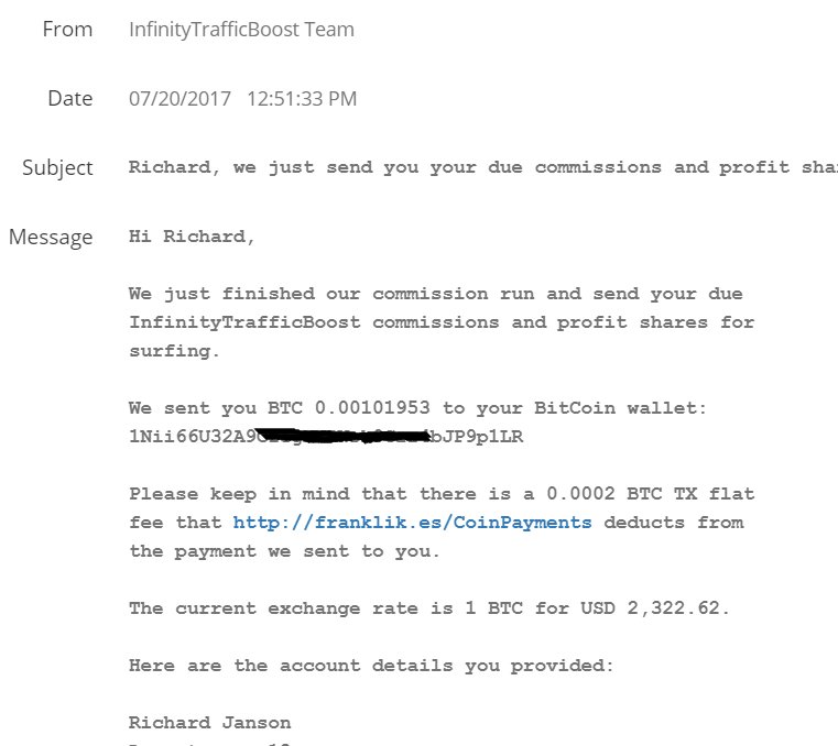PayoutProofs's tweet photo. #Bitcoin Payment from #InfinityTrafficBoost free #BTC manual surf site 23.7.2017 https://t.co/bXelaA4TP9 https://t.co/1o4oOydtoZ