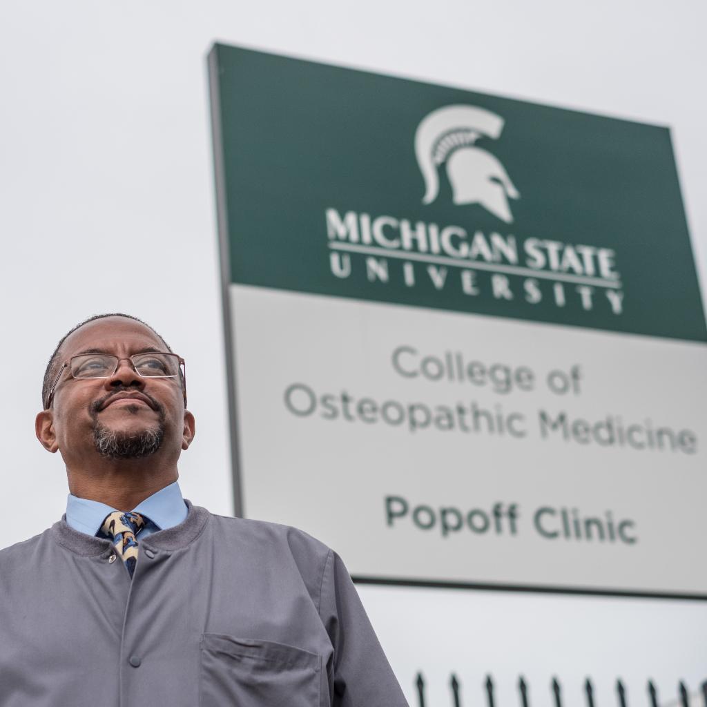 michiganstateu's tweet photo. Derrick Williamson is medical director of the Popoff Clinic in Detroit, #MSU's first health clinic outside of the Lansing area. #MSURoadTrip https://t.co/XYYwjfixuD