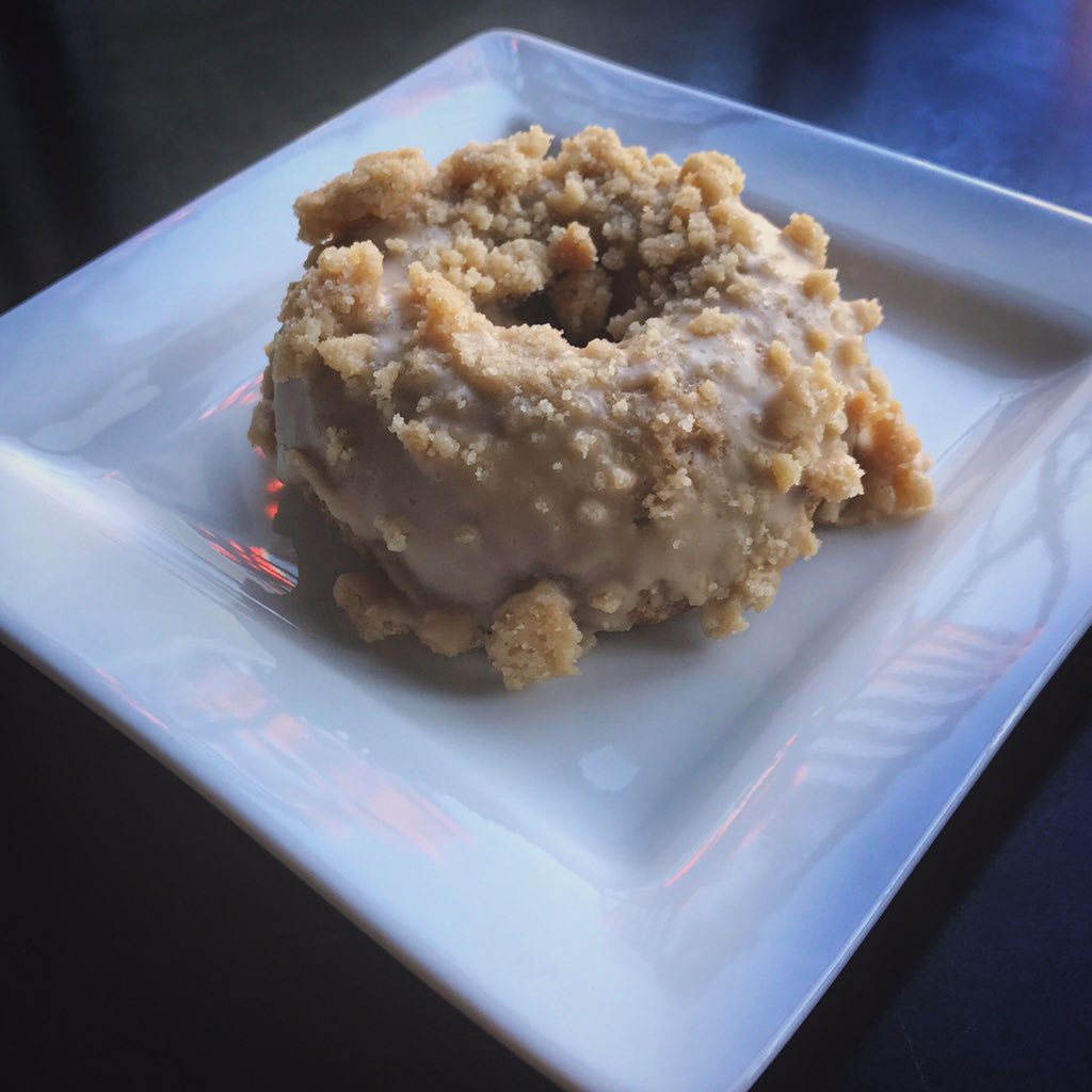 Today's blueberry cake doughnut maple glaze w/ brown sugar crumb was 💣!