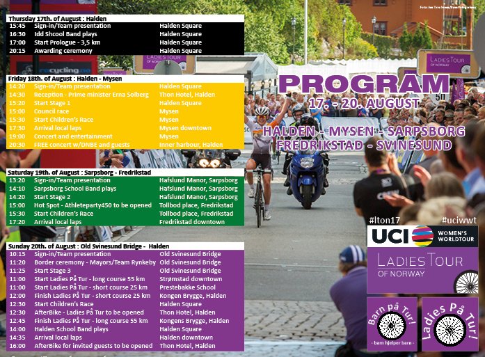 Battlenor's tweet photo. Complete program for the race weekend is now published on our website https://t.co/gRL3dx2IBC.
#lton17 #uciwwt #raceprogram #visitoestfold https://t.co/Mj4DuXlgdI