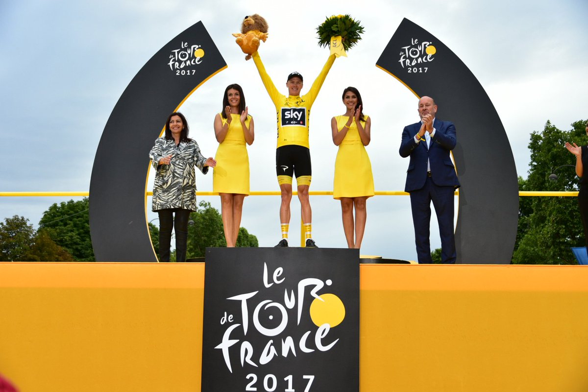 LeTour's tweet photo. 💛 X 4 =  @chrisfroome 

🏆2013 
🏆2015 
🏆2016 
🏆2017

#TDF2017 https://t.co/frwTZgzBDW