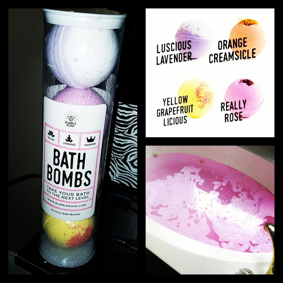 Jay2TheAmy3447's tweet photo. #BathBombs in 4 different scents. Doesn't stain tub. Relaxes muscles/joints. #gift idea
#BumbleRoad #NextLevelBath
https://t.co/WmI6icYaLp https://t.co/zXDgBXELT6