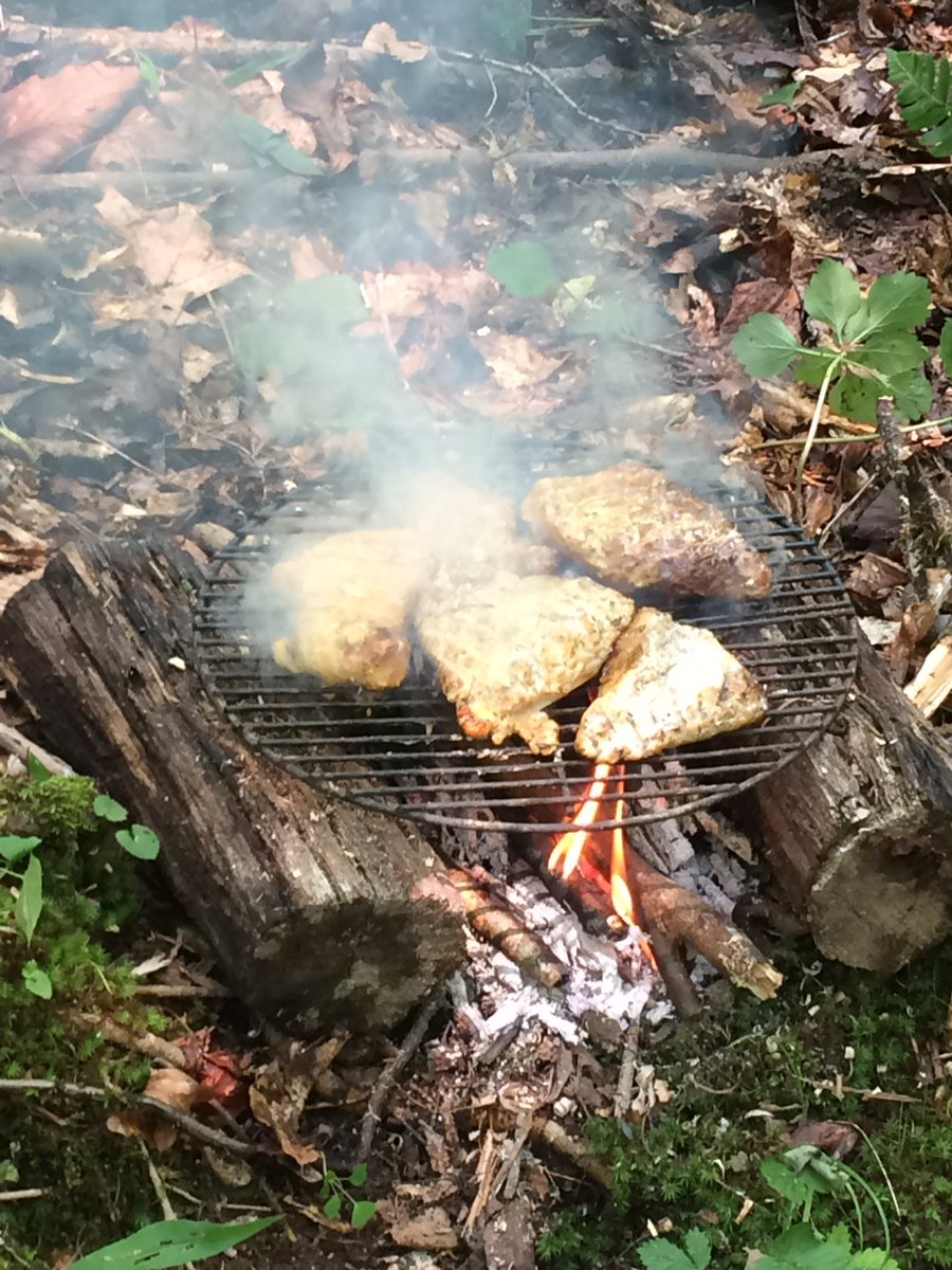 akahiredhelp's tweet photo. BBQ in the woods, now cooling off in our spring.  #homesteading #offgrid https://t.co/D4NYOt1jX5