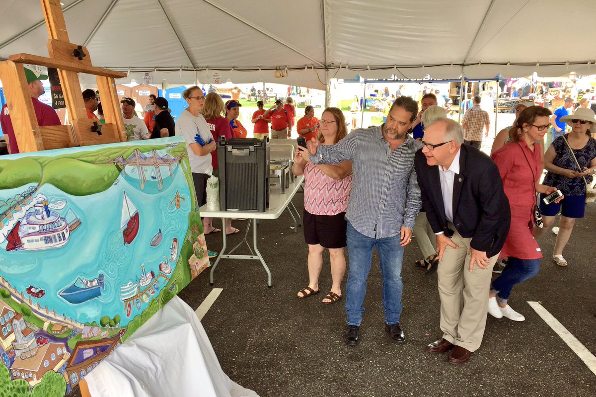 RepTimWalz's tweet photo. More from @stcroixcrossing Celebration &amp; labor breakfast, incl. #Stillwater art! Exciting time 4 surrounding area! #LumberjackDays #LJD2017 https://t.co/6z4n7cSXJ8