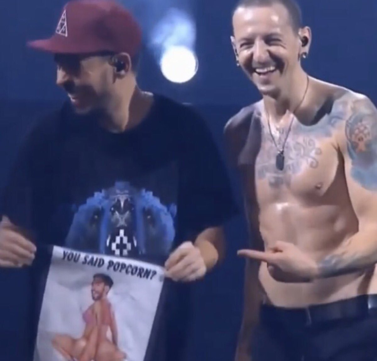 heavydun's tweet photo. you said popcorn? #RIPChester https://t.co/HwdyICBEkU