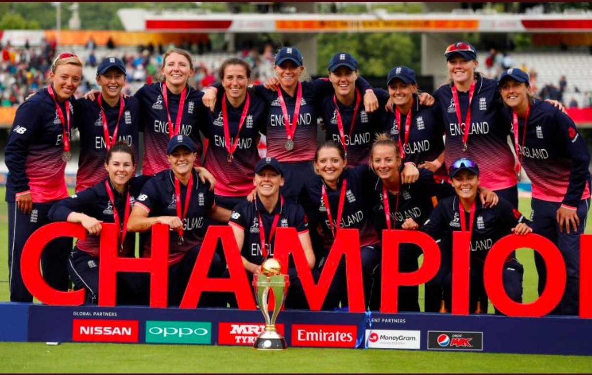 Sheinman's tweet photo. Congratulations @englandcricket women's on your stunning World Cup Win 👍🏏🏆🏅🎉🍾 #WWC17 #WCWinners #champions https://t.co/YVkJns0Ygf