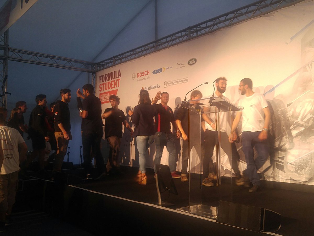 FormulaStudent's tweet image. The @BoschUK Award for Best Engineered Brake System #FS2017 for @Cardiff_Racing high fives all round!!