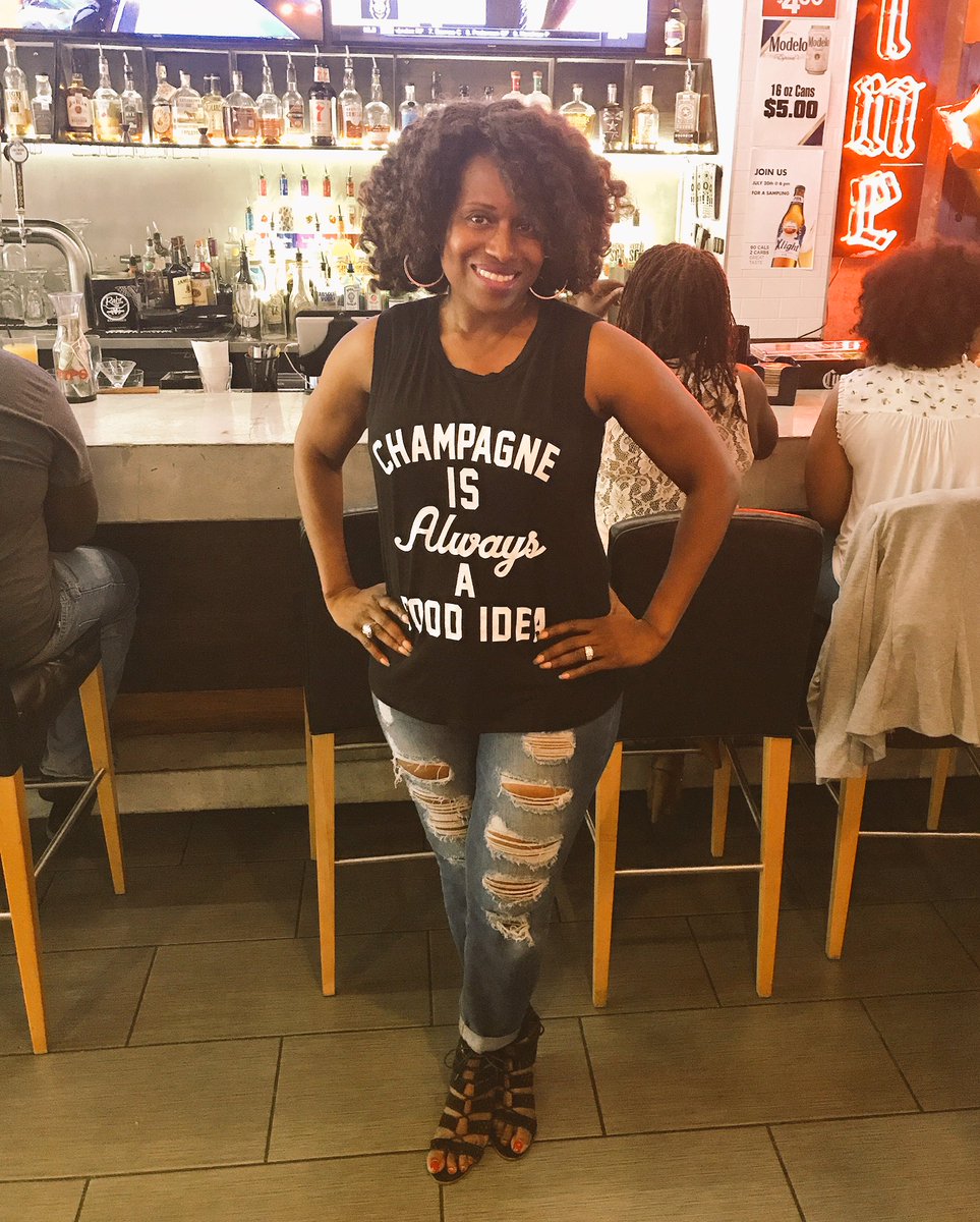 SoShaydee's tweet photo. What is brunch without champagne &amp; the perfect shirt?  Breakfast @ShopPinkSaige for this look @chellewilsonaka https://t.co/rOZge49C5i