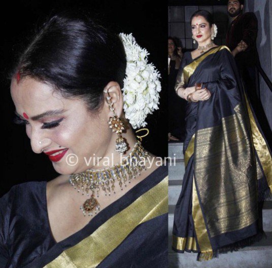 TheRekhaFanclub's tweet photo. The Timeless &amp; Ultimate Icon #Rekha ji as usual Takes everyone's Breath Away &amp; Looks at her Gorgeous Best at @jiteshpillaai Birthday Bash https://t.co/pWU5PxfY8P