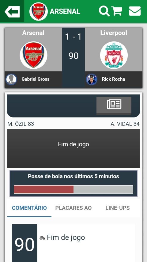 ArsenalFC_SM's tweet photo. Em duelo pegado, Arsenal e Liverpool empatam por 1x1, Ozil salvou a patria!! https://t.co/sLfxjKWJBt