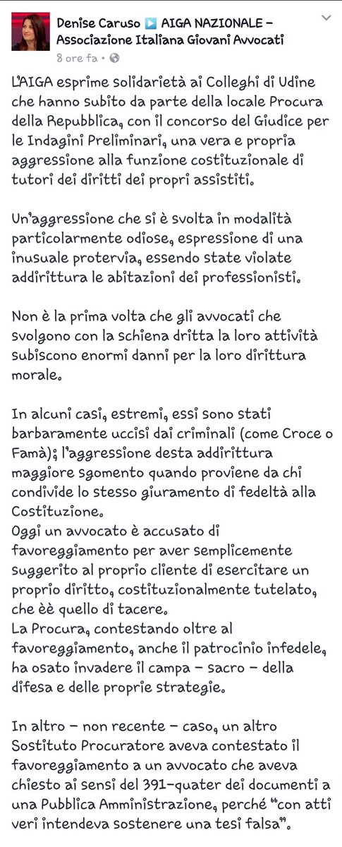 giovaniavvocati's tweet photo. @mvaira #Aiga Solidarietà #AvvocatiUdine per
Violata Funzione Costituzionale Tutori Diritti Clienti
da #ProcuraRepubblicaUdine e #PmUdine https://t.co/ckew1xloVm