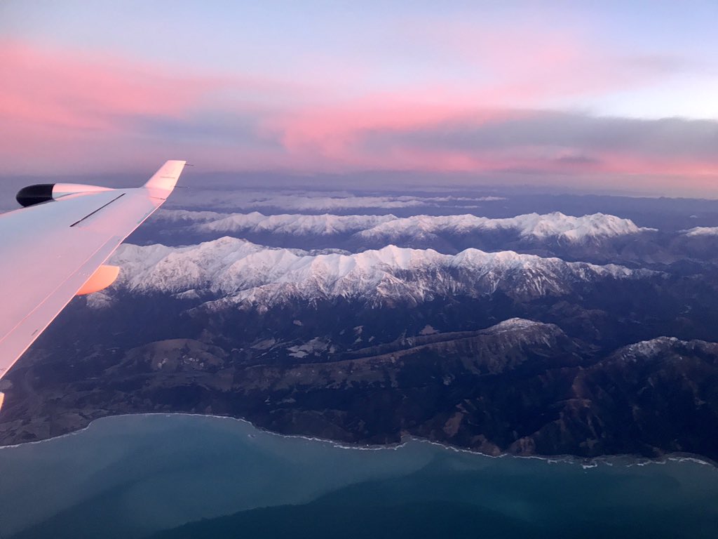 MrNeilHenry's tweet photo. Flying to Christchurch on #SoundsAir - Kaikoura coastline at dawn https://t.co/AZNwK8yyA2