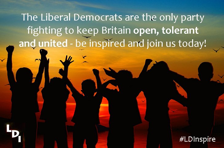 LDInspire's tweet photo. Be #Inspired. Join the @LibDems today and join the fight for a Britain that is OPEN, TOLERANT and UNITED https://t.co/Cuc9xf9wNj https://t.co/iAWzJx0pC7