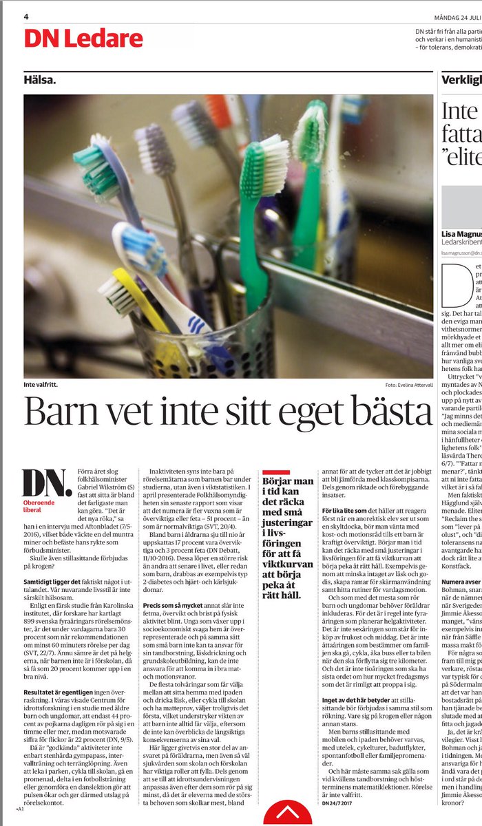 StefanJutterdal's tweet photo. "Rörelse är inte valfritt". 
Spännande ledare i @dagensnyheter måndag https://t.co/NAhjVoeE3N #hälsa #rörelse #svmed https://t.co/gNXoAcvl5Q