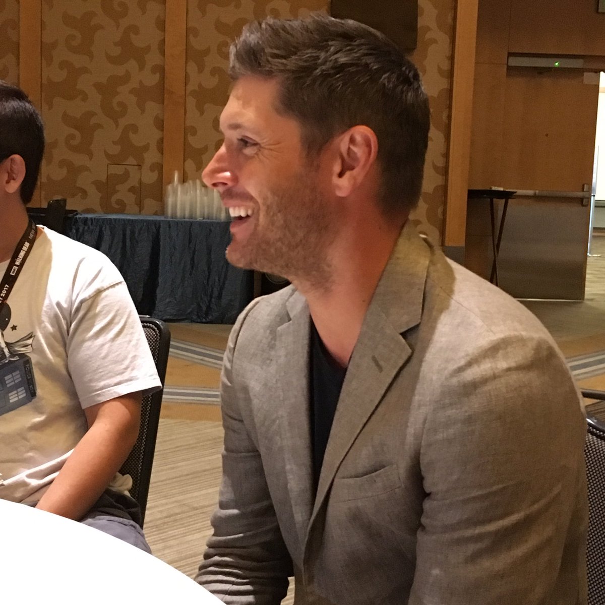 WeSoNerdy's tweet photo. We're chatting with the cast and executive producers of #Supernatural! First up, is the oh so talented @JensenAckles! #SupernaturalSDCC https://t.co/S3w7faIXbx