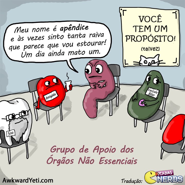Não fique bravo, apêndice. Se engordar um pouquinho poderá fundar sua própria cidade: ApendiCity!