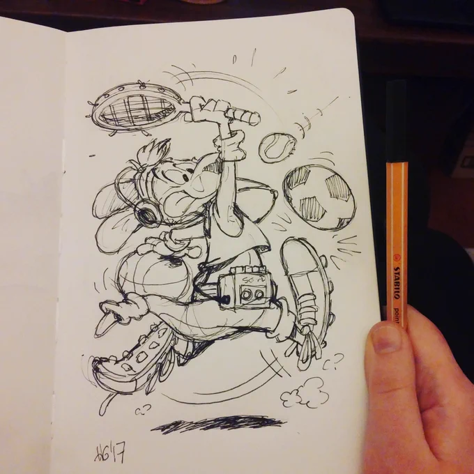Last night on the couch with @karpour . Did a quick sketch trade, I drew him this! 