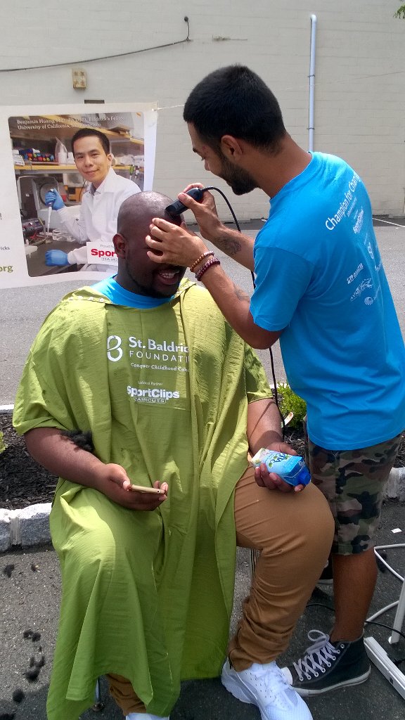 ME07203's tweet photo. My firstborn volunteered to shave his head for charity. #TLEUnion #Bubbles #StBaldrick https://t.co/uA7DOLEzSS