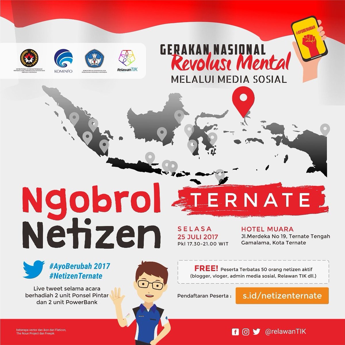 terasinformasi's tweet photo. Halo #netizenternate ? Meetup yuk bareng @RelawanTIK di #ternate ramaikan socmed #MalukuUtara daftar di https://t.co/EsSoSj5Uvo https://t.co/UInNXdBlvL