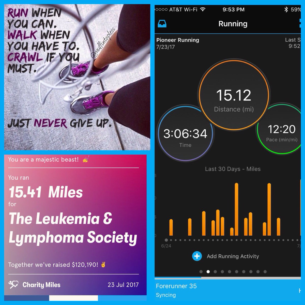 melindafugate's tweet photo. Week 8 is complete! #simplemarathonrunning #teamintraining #leukemiaandlymphomasociety #Columbus2017 #longrunsunday #SAMhard https://t.co/krPfmQtHWZ