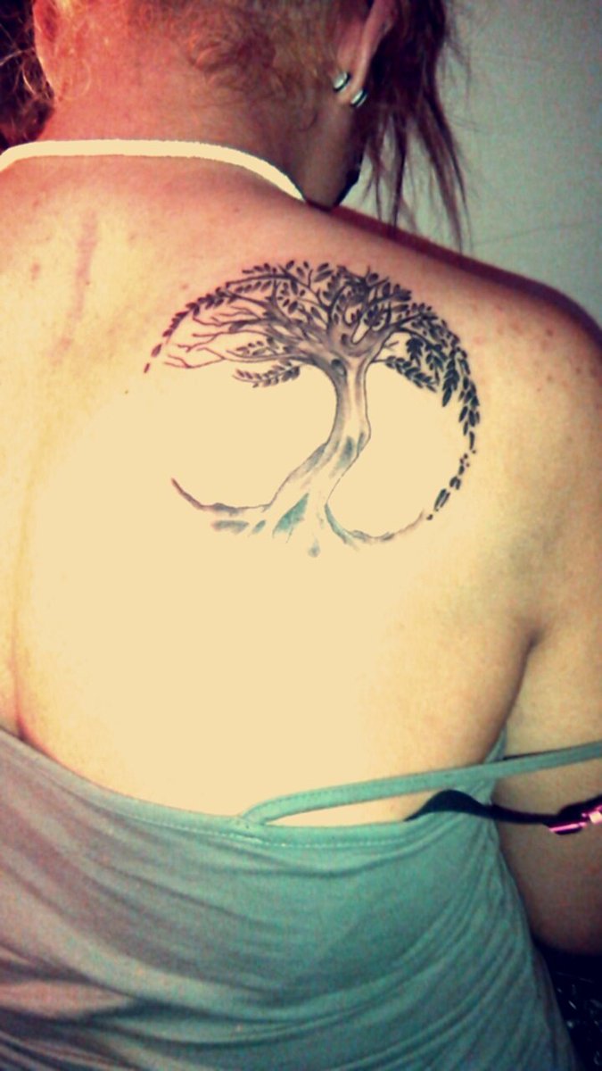 ineffablydun's tweet photo. silent in the trees #cliqueart my first professional tattoo https://t.co/nlGuTAmb2r