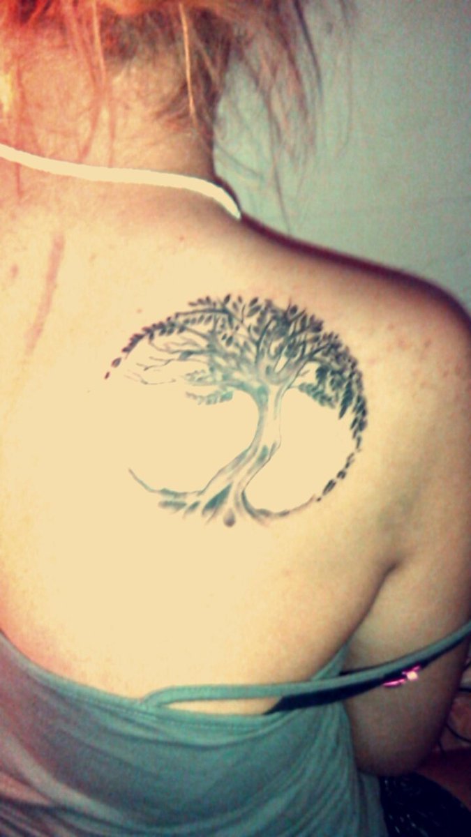 ineffablydun's tweet photo. silent in the trees #cliqueart my first professional tattoo https://t.co/nlGuTAmb2r