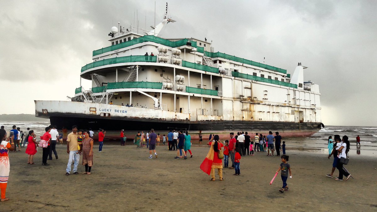GoaForGiving's tweet photo. #Casinos are destroying #Goa. This marooned one brings the problem to Centre stage. Time to throw them out. #CurseOfGoa #ugly #evil #beach https://t.co/ATcVVDGPW8