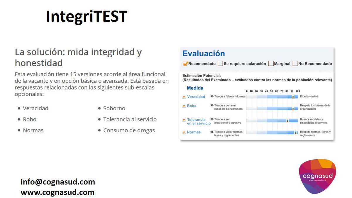 cognasud's tweet photo. Mide la Integridad de tus ejecutivos. Que tan veraces son a traves de IntegriTEST @cognasud #cognasud #integritest #potencial #cpp #eqi https://t.co/Rtxu3hZw5z